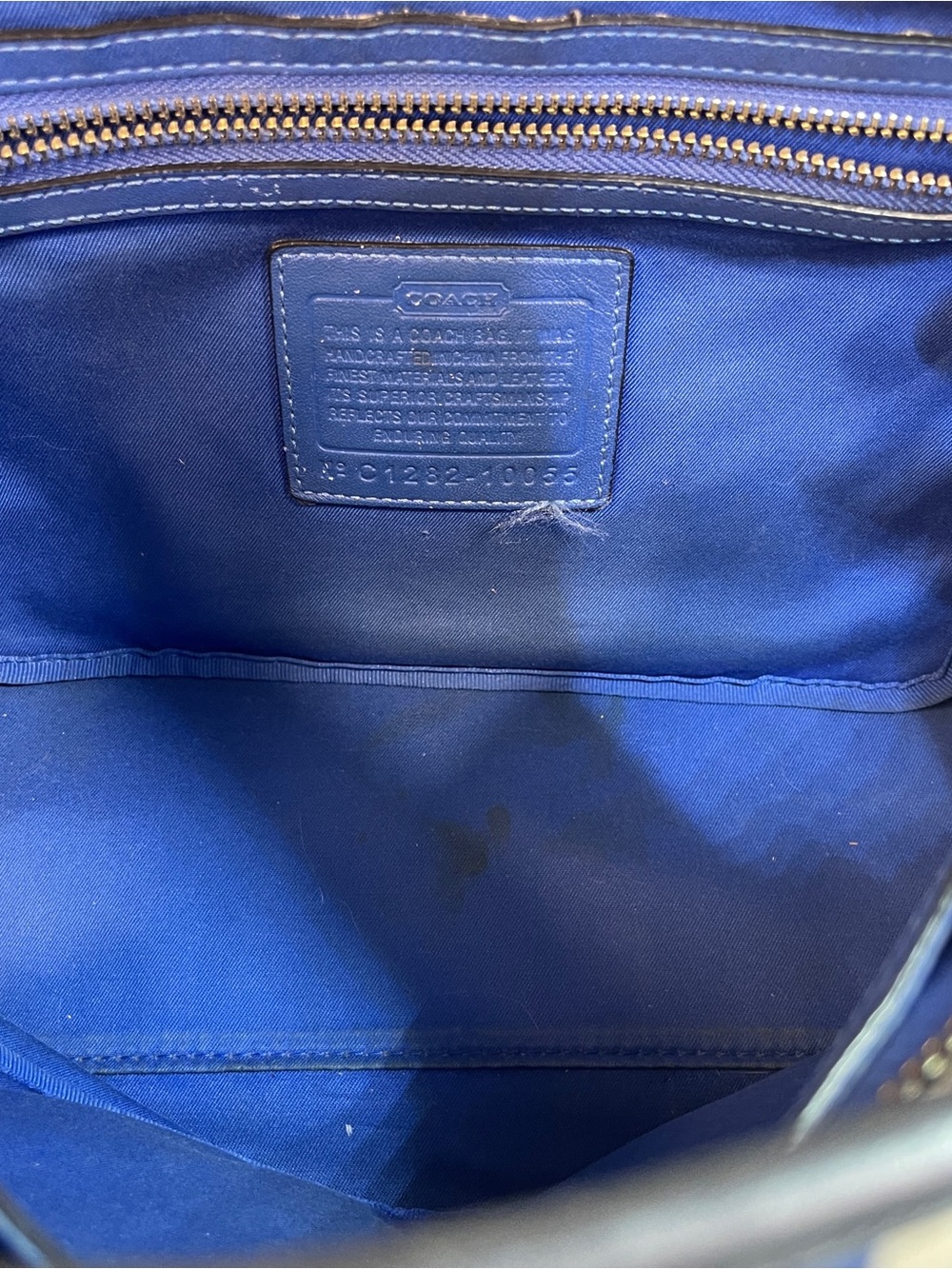 Coach Heritage Stripe Tote F14477 Y2K Signature C Shoulder Bag Black Blue White - Picture 13 of 16